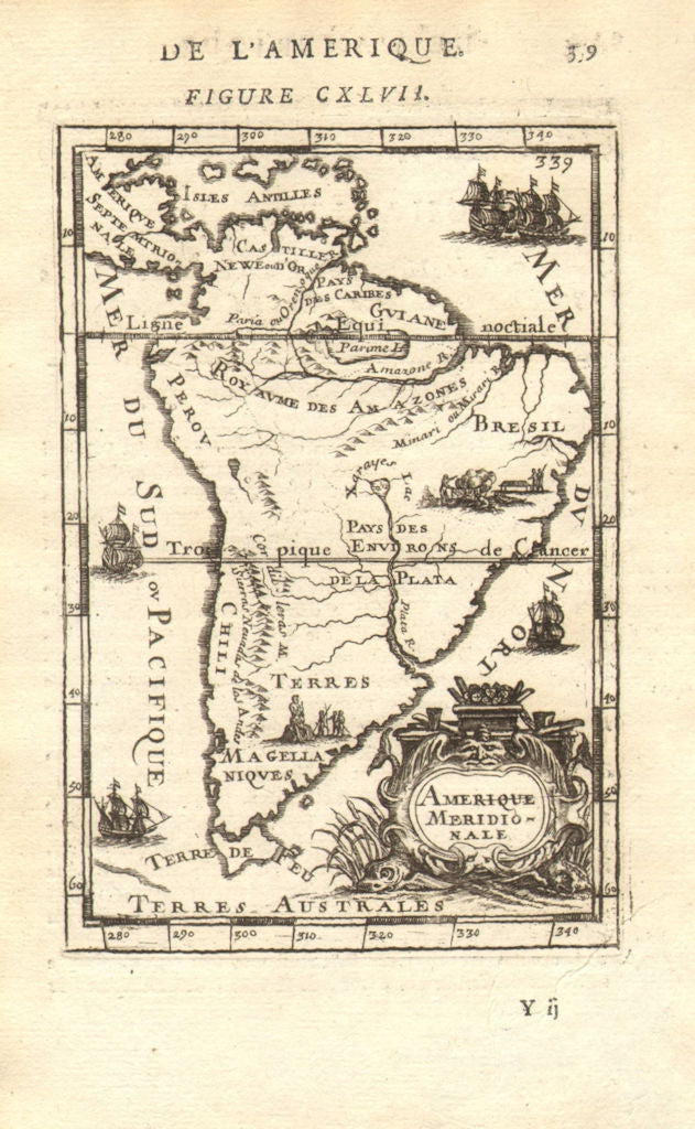SOUTH AMERICA. Amerique Meridionale Brazil Chile Argentina Peru. MALLET 1683 map